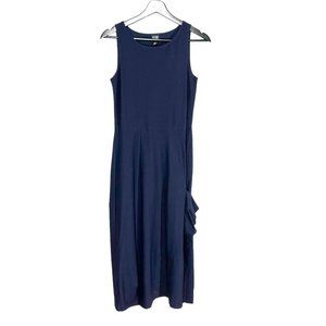 Eileen Fisher Navy Blue Sleeveless Side Pocket Long Dress XS